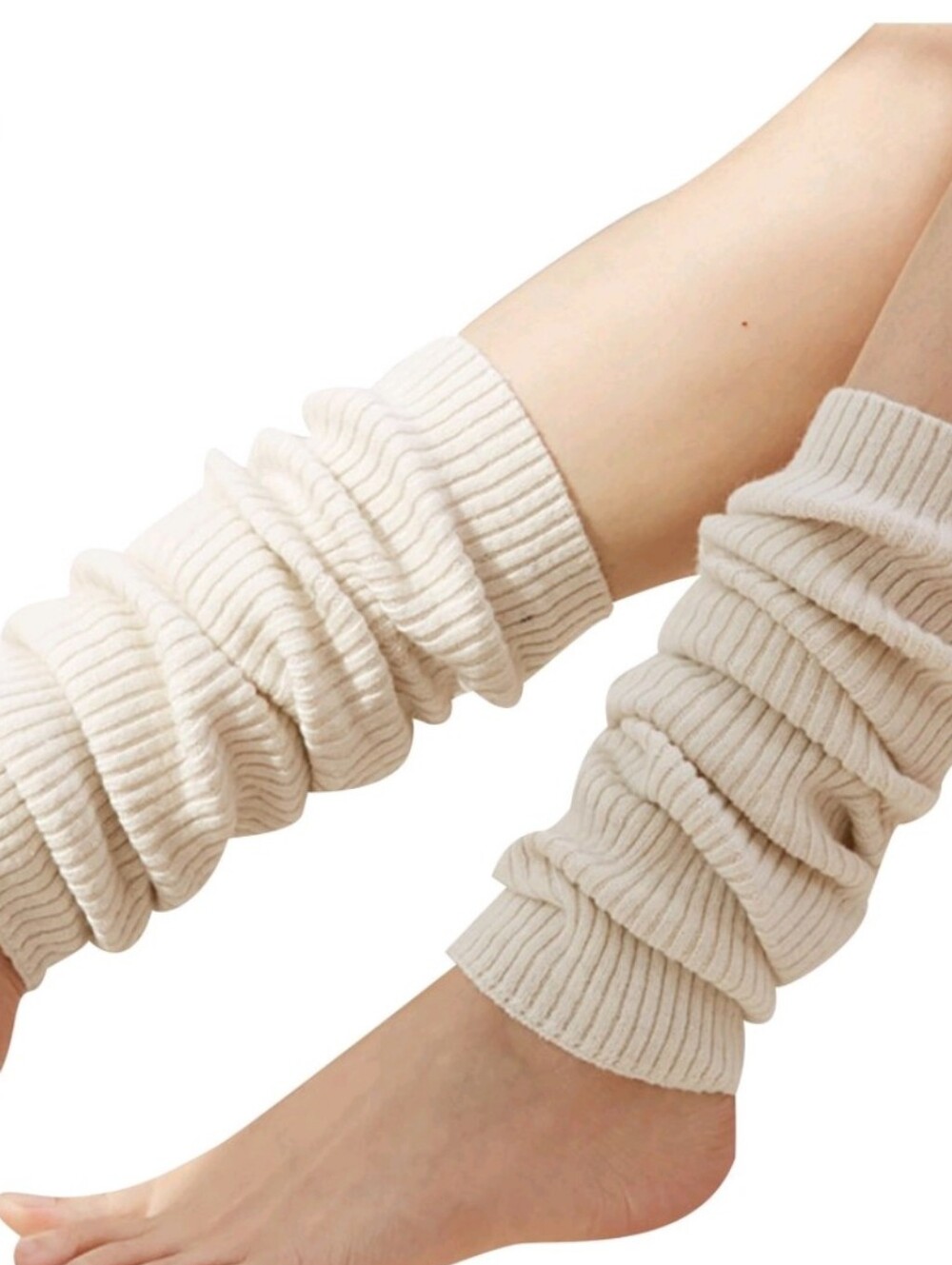 Cream Ribbed Legwarmers - Comfortable Slouchy Layering Accessory